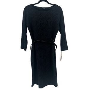 Sharagano Navy & Grey Spotted Long Sleeve Belted Dress 12